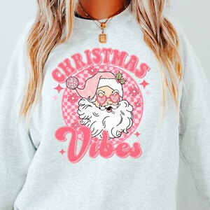 Christmas Vibes Santa Sweatshirt, Christmas Sweatshirt, Retro Christmas Sweatshirt, Vintage Christmas Sweatshirt, Christmas Pajamas
