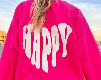 happy heartcrewneck | positive crew | Trendy crewneck | crewneck sweatshirt | Isco hoodie