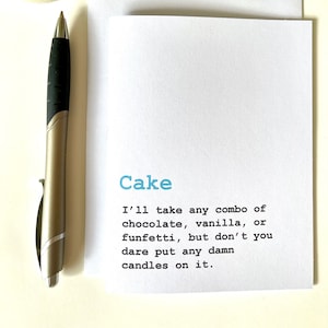 Tarjeta divertida de pastel de cumpleaños