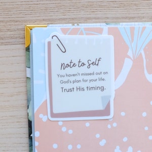 Trust His Timing Sticker: Biblical Encouragement, Matte Vinyl (3&quot;)