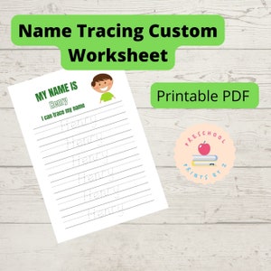 Custom Name Tracing Worksheets. Personalized Name Writing Practice. Printable Trace Name Worksheet. Learn Write Your Name Activity.