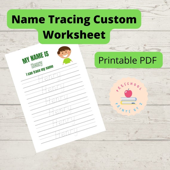 Custom Name Tracing Worksheets. Personalized Name Writing | Etsy
