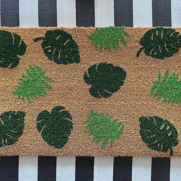 Monstera Leaf Doormat, Summer Doormat, Summer Decor, Spring Doormat, Welcome Mat, Home Decor, Summer Porch Decor, Plant Doormat