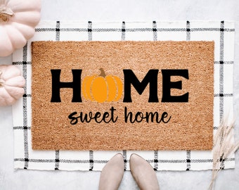 Home Sweet Home-Pumpkin Doormat | Fall Doormat | Thanksgiving Doormat | Halloween Doormat | Pumpkin Doormat | Fall Welcome Mat | Porch Decor