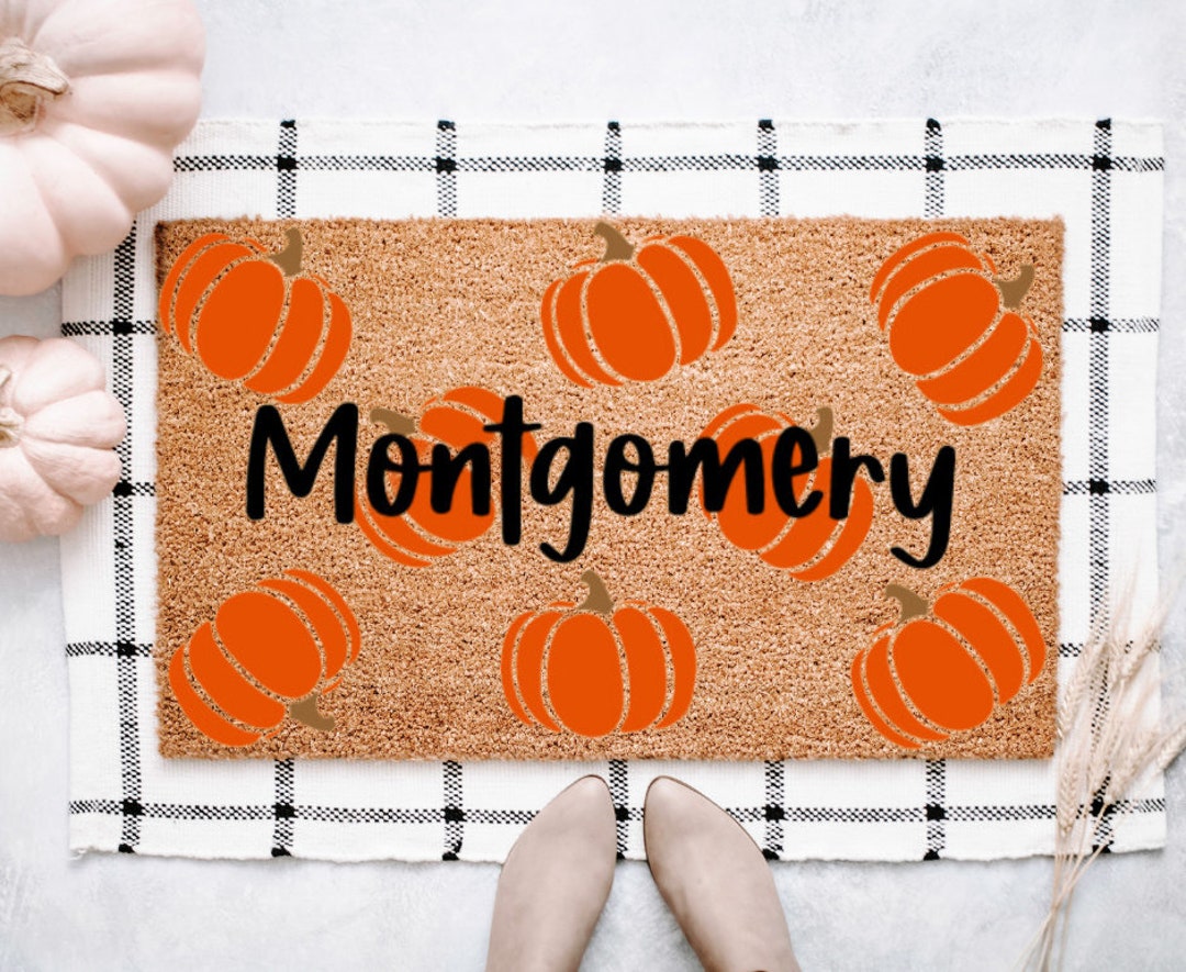 Pumpkin Last Name Doormat Fall Doormat Halloween Doormat Etsy
