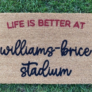 Life is Better at Football Stadium Doormat, College Football Doormat, Sports Fan, NFL Doormat, Christmas Gift, Sports Doormat, Fall Doormat