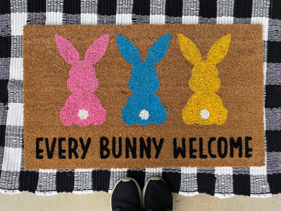 Every Bunny Welcome Doormat, Spring Decor, Easter Doormat, Welcome Mat, Easter Porch Decor, Bunny Doormat, Spring Welcome Mat, Easter Bunny