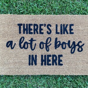 There's Like a Lot of Boys In Here Doormat, Funny Doormat, Welcome Mat, Family Doormat, Boy Mom, Kids Doormat, Playhouse Doormat