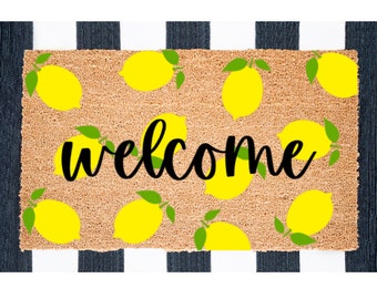 Lemon Welcome Doormat, Spring Decor, Lemon Doormat, Easter Doormat, Summer Doormat, Lemon Decor, Spring Porch Decor