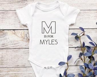 Alphabet Name Baby Bodysuit, Personalized Baby Gift, Baby Shower Gift, Coming Home Outfit, Letter is for Name Outfit