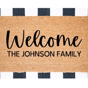 Welcome Family Name Doormat, Personalized Doormat, Family Name Doormat, Housewarming Gift, Wedding Gift, Personalized Gift, Bridal Shower