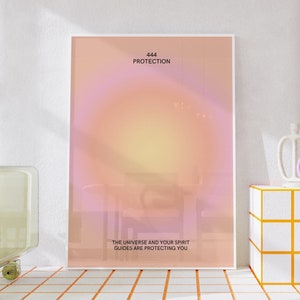 Angel Number 444 Aura Poster, Spiritual Poster Grainy Gradient Wall Art, Aesthetic Y2K Trendy Room Decor, Digital Download Printable Art