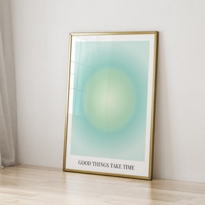 Pastel Green Aura Aesthetic Poster, Law of Attraction Affirmation Print Wall Art, Y2K Indie Room Decor, Trendy Posters