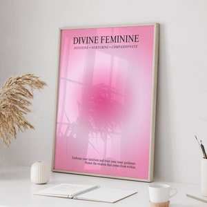 Divine Feminine Hot Pink Aura Poster, Trendy Wall Prints Spiritual Energy Art, Gradient Wall Art Print Higher Self Indie Y2K Aesthetic Aura