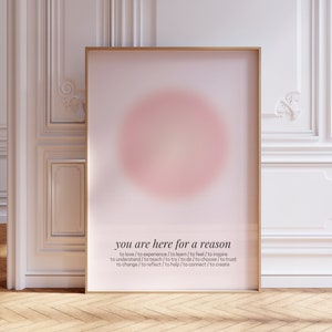 Afirmaciones positivas para el amor propio Cartel de aura rosa y naranja, impresión de aura de energía espiritual, decoración estética Y2K, descarga digital