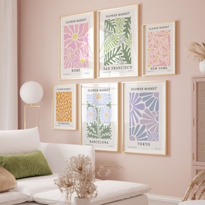Blumenmarkt Print Set, Wandkunst, Dänisch Pastelldekor, Blumenmarkt Poster Serie, Galerie Wandkunst, Set mit 12 Drucken
