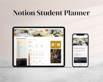 student planner notion template Student Planner Notion Template | Academic Planner and Life Vision Board Template Notion Dashboard Habit Tracker, Finance, Health