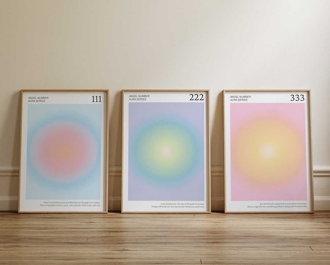 Angel Numbers Aura Poster Printable Set for 111 222 333 - Etsy