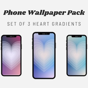 Heart Gradient Phone Wallpaper | Gradient Trippy Art Aesthetic Colorful  iPhone Wallpaper Set of 3