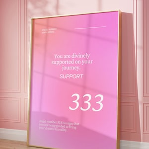 Angel Number 333 Pink Aura Poster, Spiritual Wall Art Y2K Aesthetic Room Decor, Trendy Prints, Digital Download Printable Wall Decor