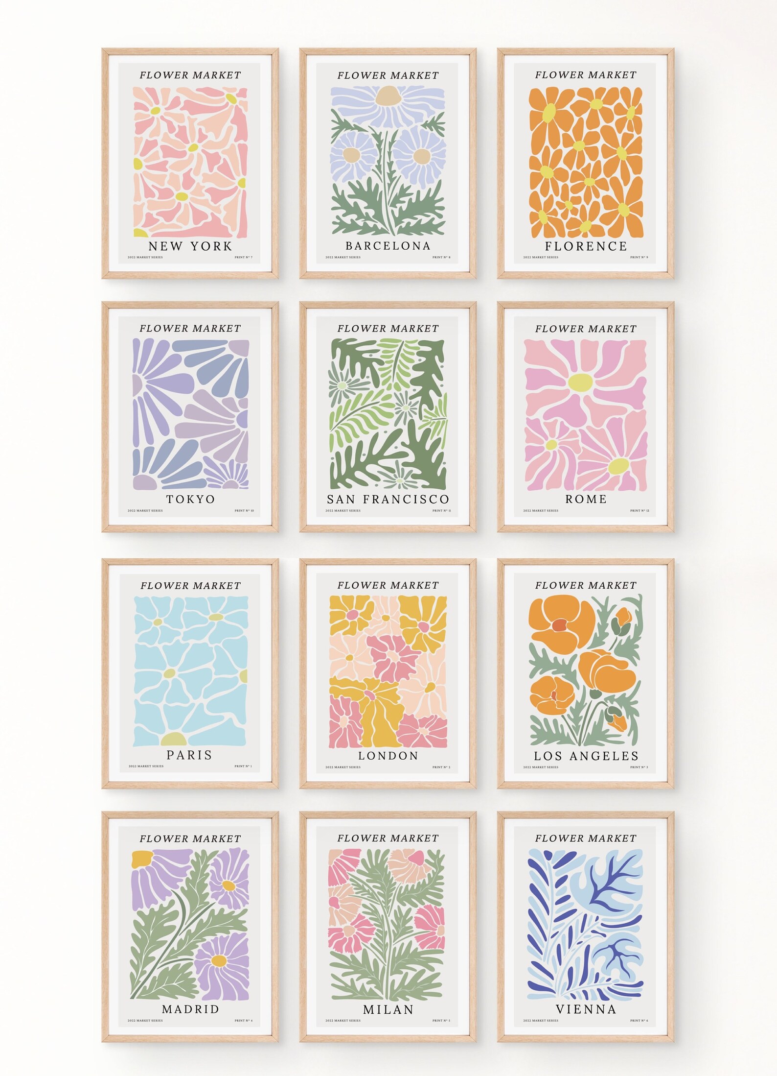 Flower Market Print Set Wall Art Danish Pastel Decor Flower - Etsy