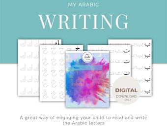 Hojas de trabajo de práctica del alfabeto imprimibles, práctica de escritura a mano, rastreo de letras del alfabeto árabe, descarga digital, alfabeto árabe