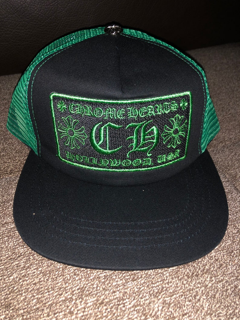 Green Chrome Hearts Trucker Hat - Etsy