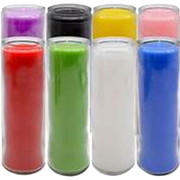 Colored Prayer Candles in Glass, Unscented Religious Candles, Weddings,Party or for Church Vigil Devotional, Long Burn Time,2 Inch x 8 Inch