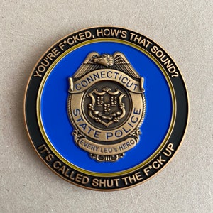 CT State Police Trooper Spina challenge coin. OG. Version 1