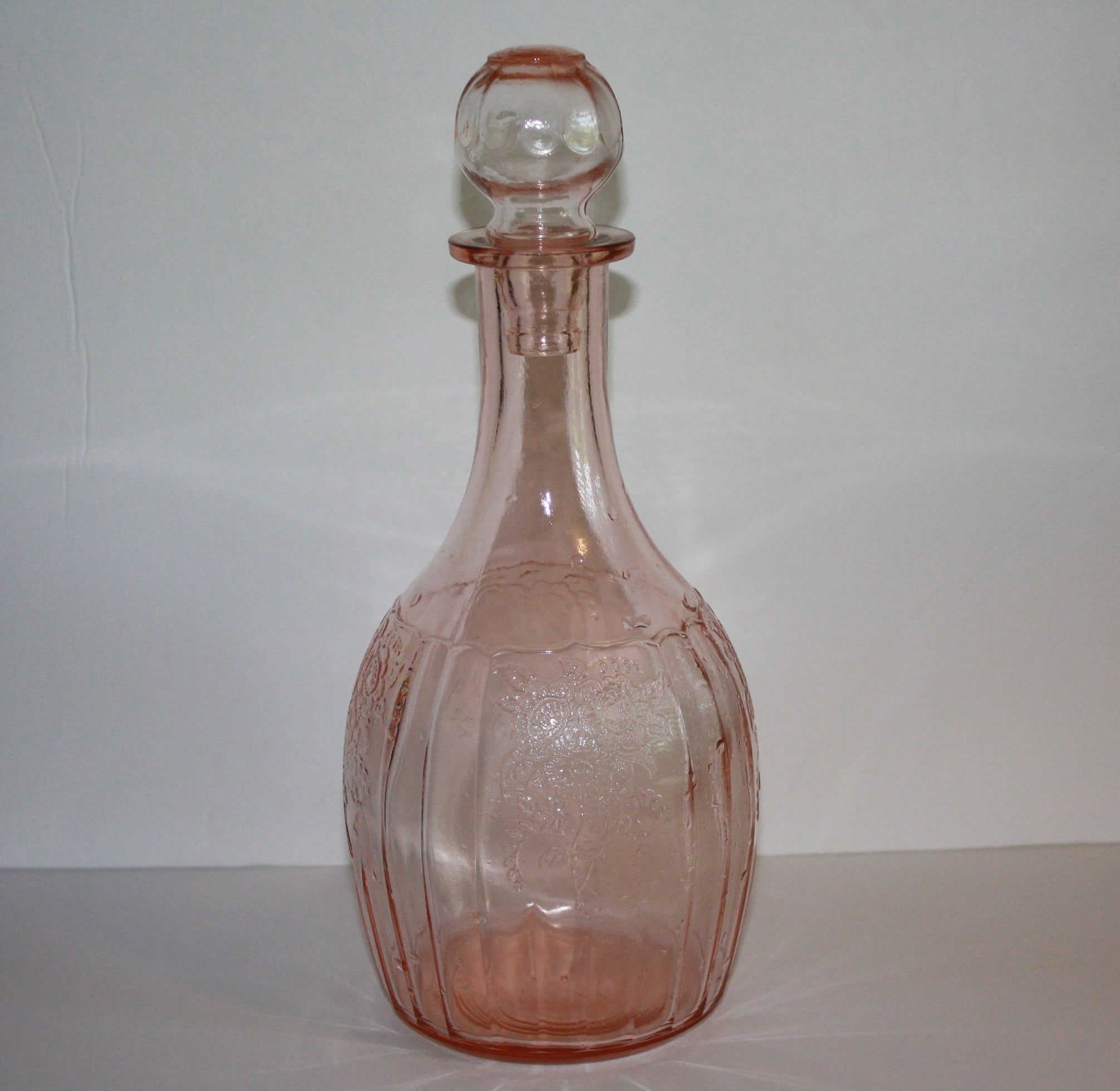 1930's Pink Depression Glass Decanter Etsy