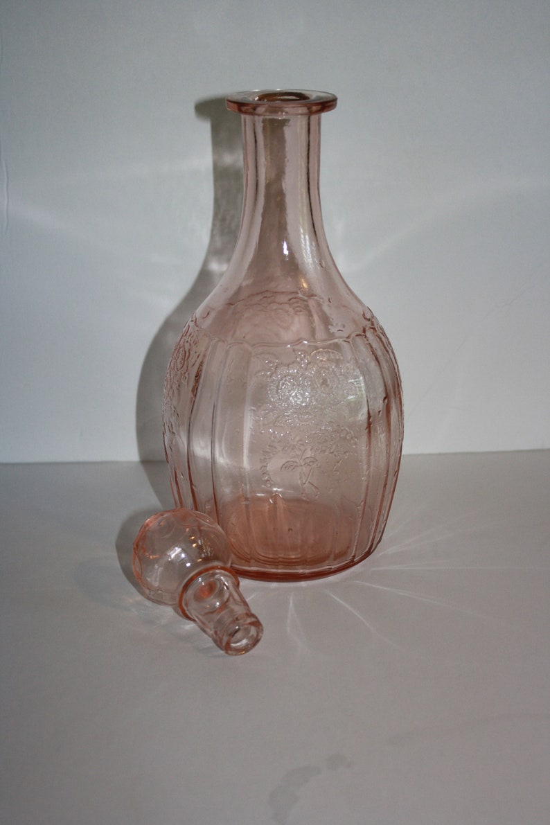 1930's Pink Depression Glass Decanter Etsy