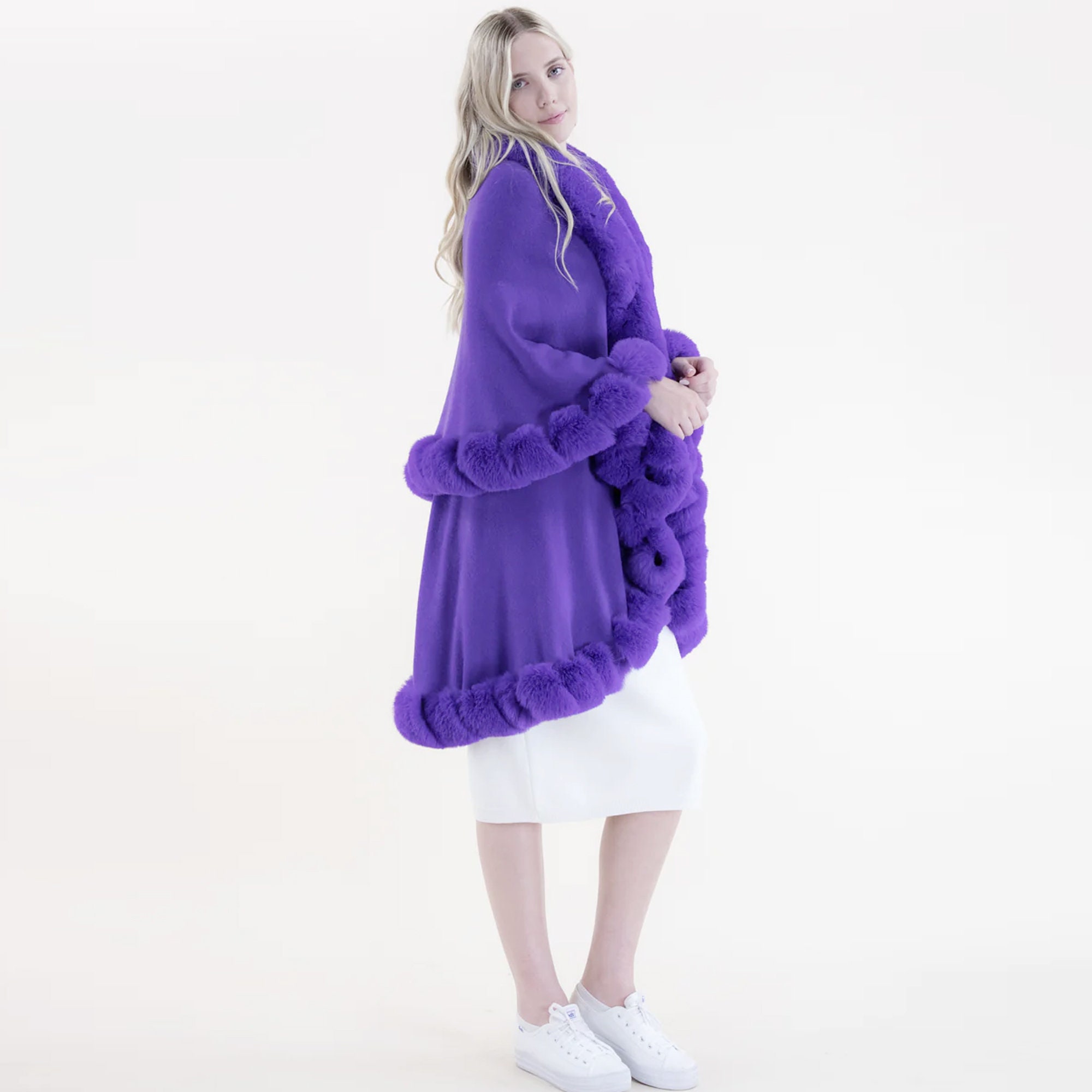 Fur PURPLE Double Layer Cape Wedding Bridal Cape Party Shawl - Etsy