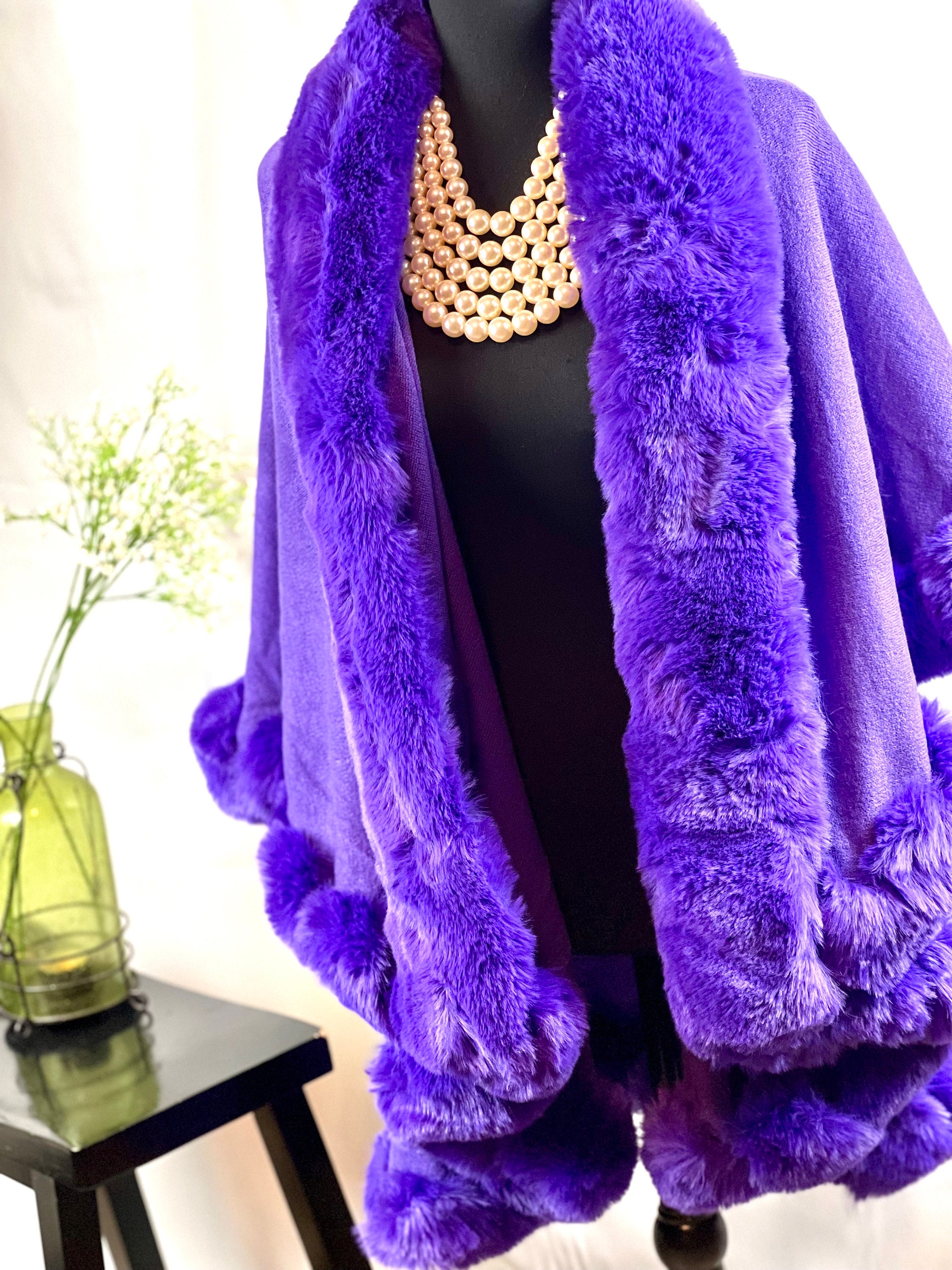 Fur PURPLE Double Layer Cape Wedding Bridal Cape Party Shawl - Etsy