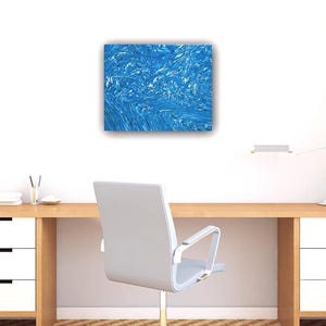 Himmelblaue Unterfluten – Original Abstraktes Acrylbild | Blauer Ozean inspirierte Wandkunst