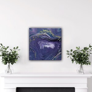 Purple Acrylic Pour Painting, Original Fluid Art, Purple Vortex