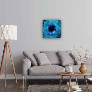 Blue Burst, Acrylic Pour Painting, Original Fluid Art