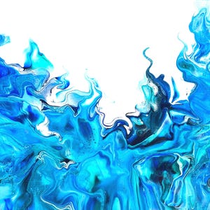 Aqua Splash, Acrylic Pour Painting, Original Fluid Art, Ocean Inspired art