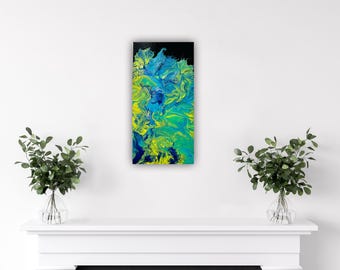 Sunlit Current, Acrylic Pour painting, Original Fluid Art, Dutch Pour