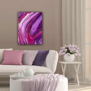 Lavender Galaxy, Acrylic Pour Painting, Original Fluid Art, Abstract Art