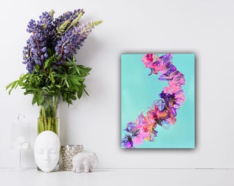 Flower Dragon, Acrylic Pour Painting, Original Fluid Art, Dutch pour