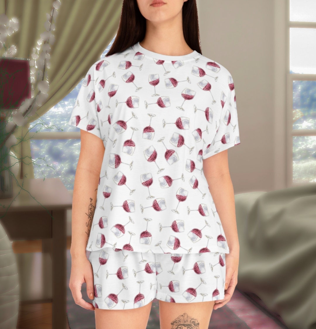Wine Pajamas, Wine Glass Pajamas,wine Lover Gift, Lover Gift, Bridesmaid Pajamas