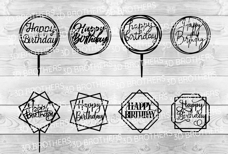 Happy Birthday Cake Topper Svg Bundle, Cake Topper Laser Cut, Bundle
