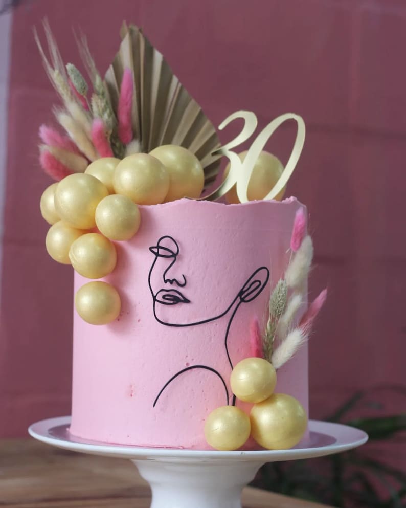 Placa de pastel de cara de Lady Line Art / Line Art Woman Bundle Cake Topper / Cake topper svg / Abstract Face Cake Topper imagen 3