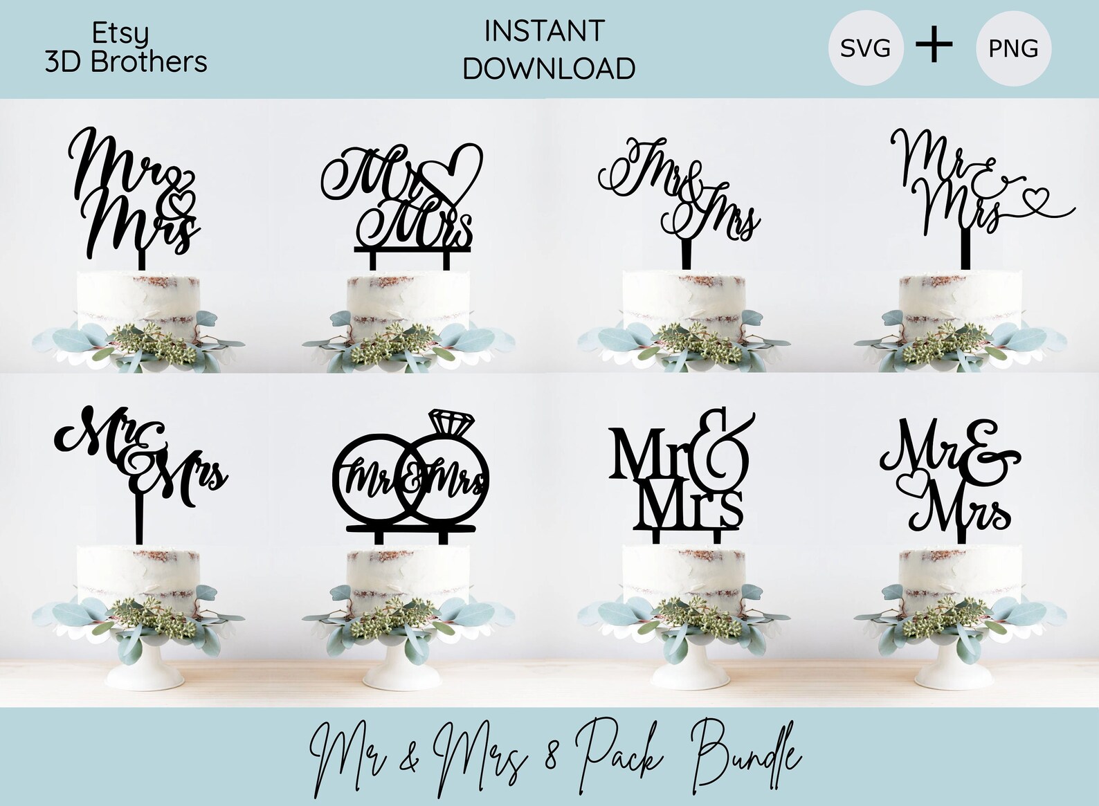 Mr & Mrs Bundle Cake Topper SVG Cake Topper Laser Cut - Etsy