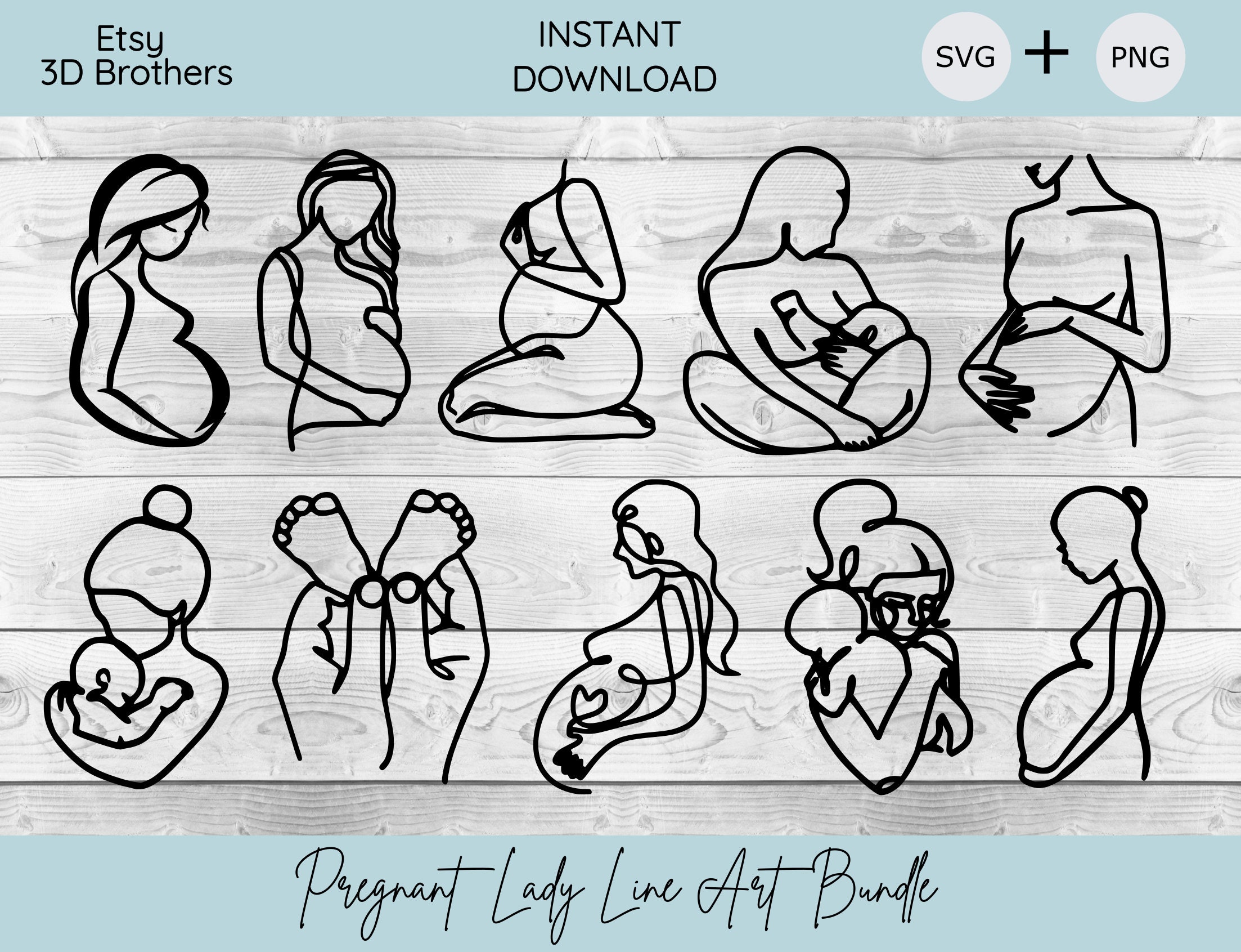 Line Art Pregnant Belly – Bakers Boutique
