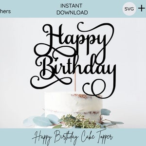 Happy Birthday SVG, Vektor für CNC, Cake Topper Laser cut, Cake Topper svg, instant download svg für Cricut und Silhouette
