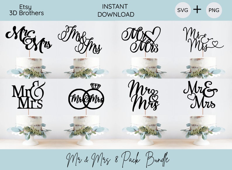 Mr & Mrs Bundle Cake Topper SVG Cake Topper Laser Cut - Etsy