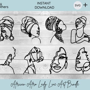 Lady Line Art Face Cake Plaque| African | Black Woman | Cake Topper | Afro Face | Cake topper svg | laser cut file topper SVG
