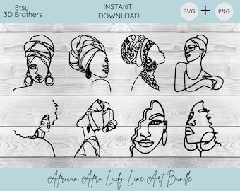 Lady Line Art Face Cake Plaque| African | Black Woman | Cake Topper | Afro Face | Cake topper svg | laser cut file topper SVG