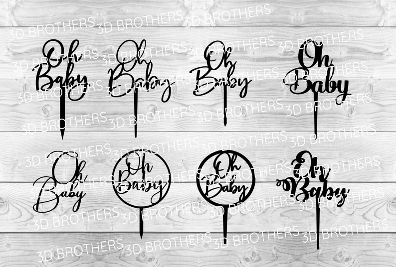 Oh Baby Bundle SVG, Cake topper svg, Baby Shower Cake Topper, Gender Reveal image 2